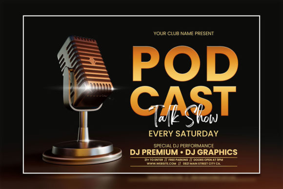 Black Gold Style Podcast Poster Template: A Versatile Design for Creative Expression